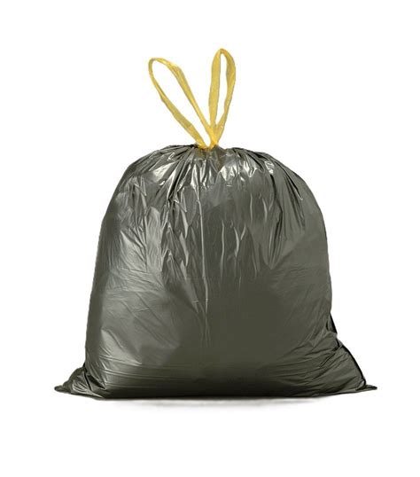 Gros plan sur un sac poubelle en polyéthylène recyclé avec son lien de fermeture