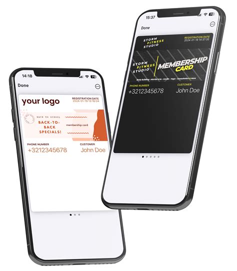 carte de membre numérique sur un téléphone
