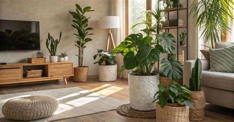 Plantes d'intérieur dans un salon moderne