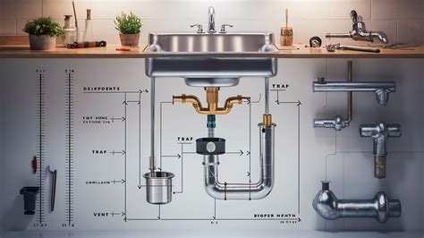 Schéma d'un évier de cuisine en inox avec ses dimensions