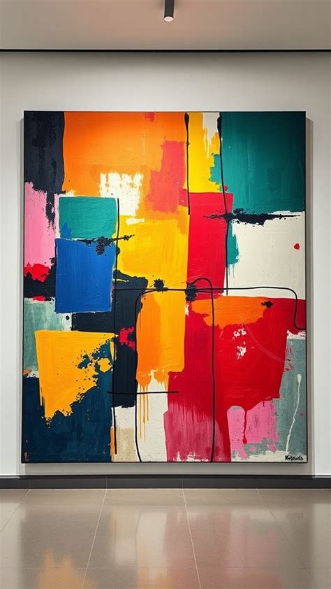 Tableau abstrait séchant près d'une fenêtre