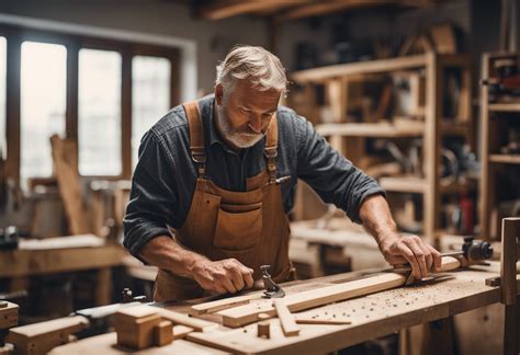Artisan menuisier travaillant avec du bois massif