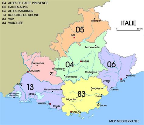 Carte de la région PACA avec les zones de couverture de l'entreprise