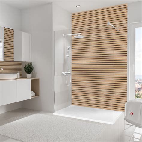 Panneaux muraux salle de bain imitation bois