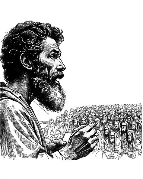 Pierre prêchant devant un groupe de disciples