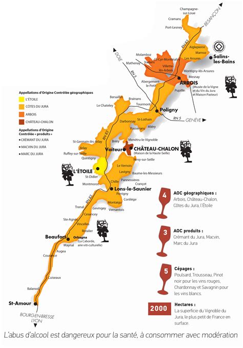 Carte des vignobles du Jura