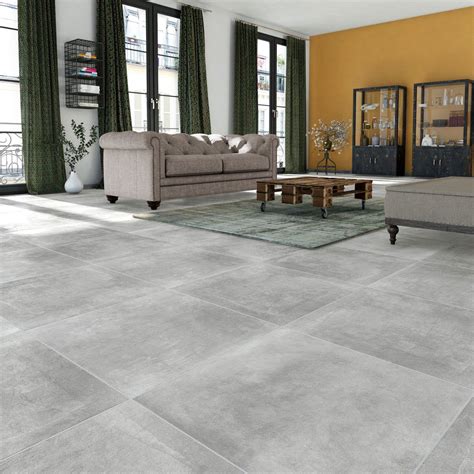 Intérieur moderne avec sol aspect béton gris