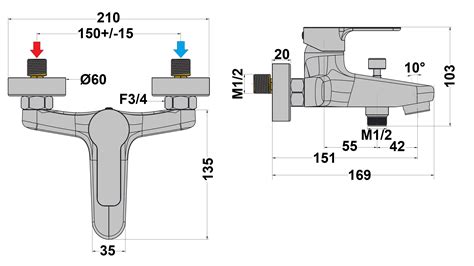 Schéma d'un mitigeur monocommande bain douche