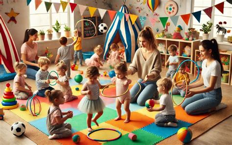 Enfants participant à une activité motrice dans une crèche
