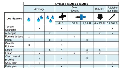 Infographie montrant les différents types de goutteurs et leur fonctionnement
