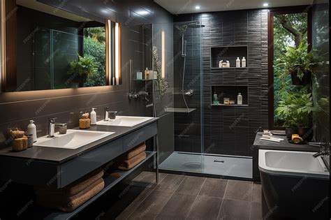 Salle de bain moderne avec carrelage élégant