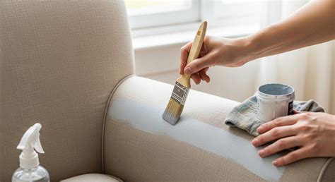Application de cire sur un fauteuil en tissu peint