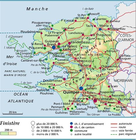 Carte du Finistère avec des points d'intérêt