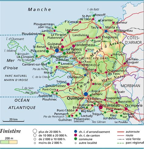 Carte du Finistère Sud avec des points d'intérêt touristiques