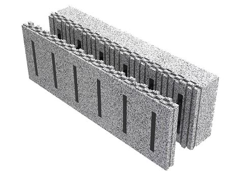 Schéma d'un mur en bloc coffrant isolant avec béton coulé