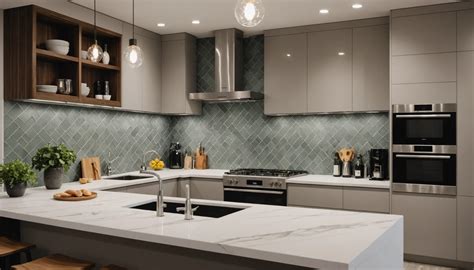 Crédence de cuisine avec panneaux muraux motif chevron