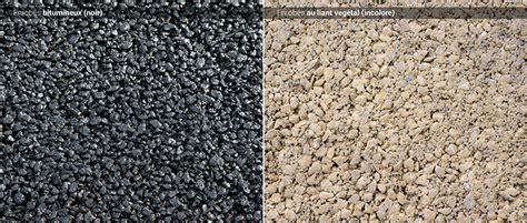 Comparaison visuelle entre un revêtement en enrobé lisse et un revêtement en bicouche